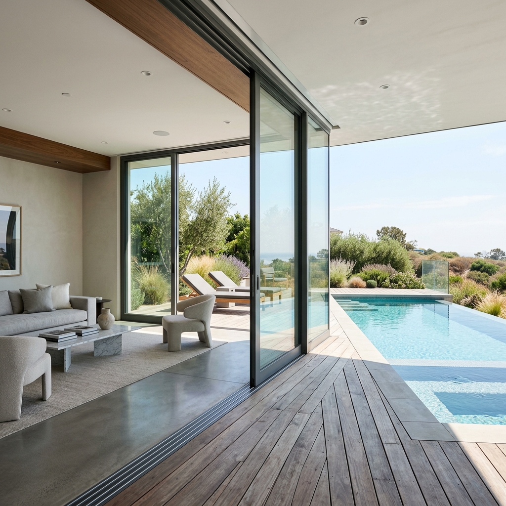 Sleek aluminum sliding doors